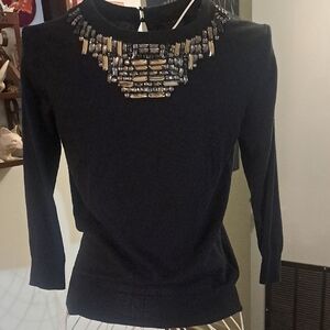 Ted Baker Embellished Cotton/silk/cashmere Sweater, Sz 2